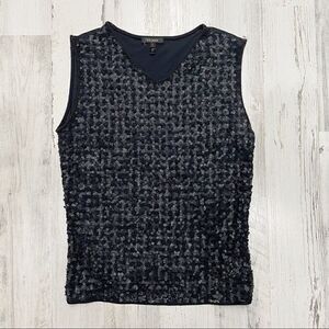 Escada Black Sequin V-Neck Top